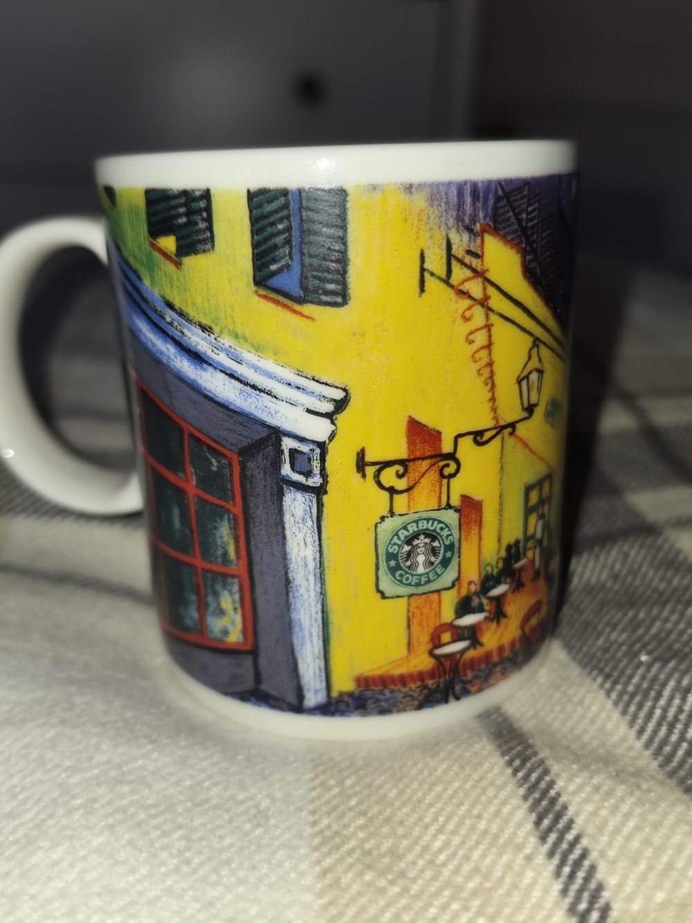 Starbucks Yellow and Blue Cafe Scene Ceramic Mug